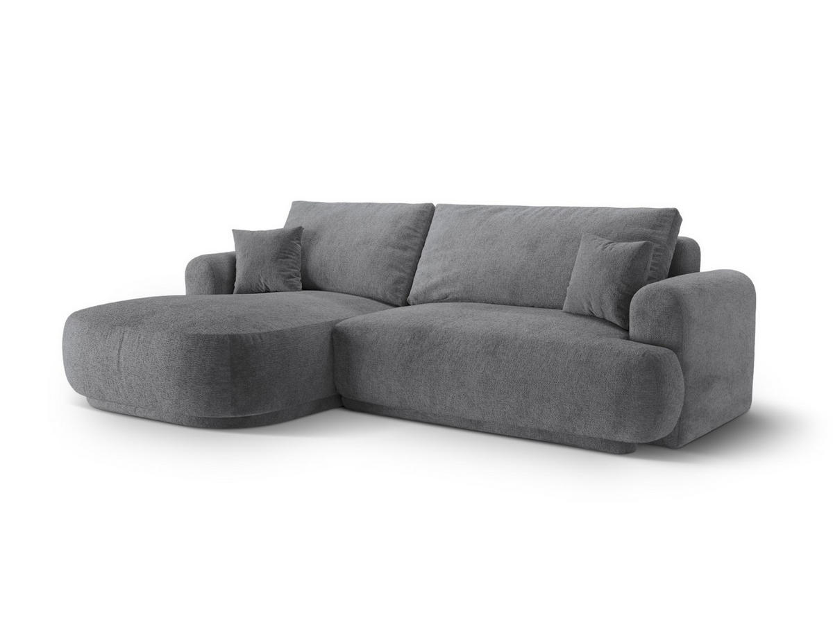 SCHLAFSOFA modular mit Bettkasten links Ella aus strukturiertem Stoff grau 5 Sitzplätze - Grau, Textil (174/271cm) - Micadoni