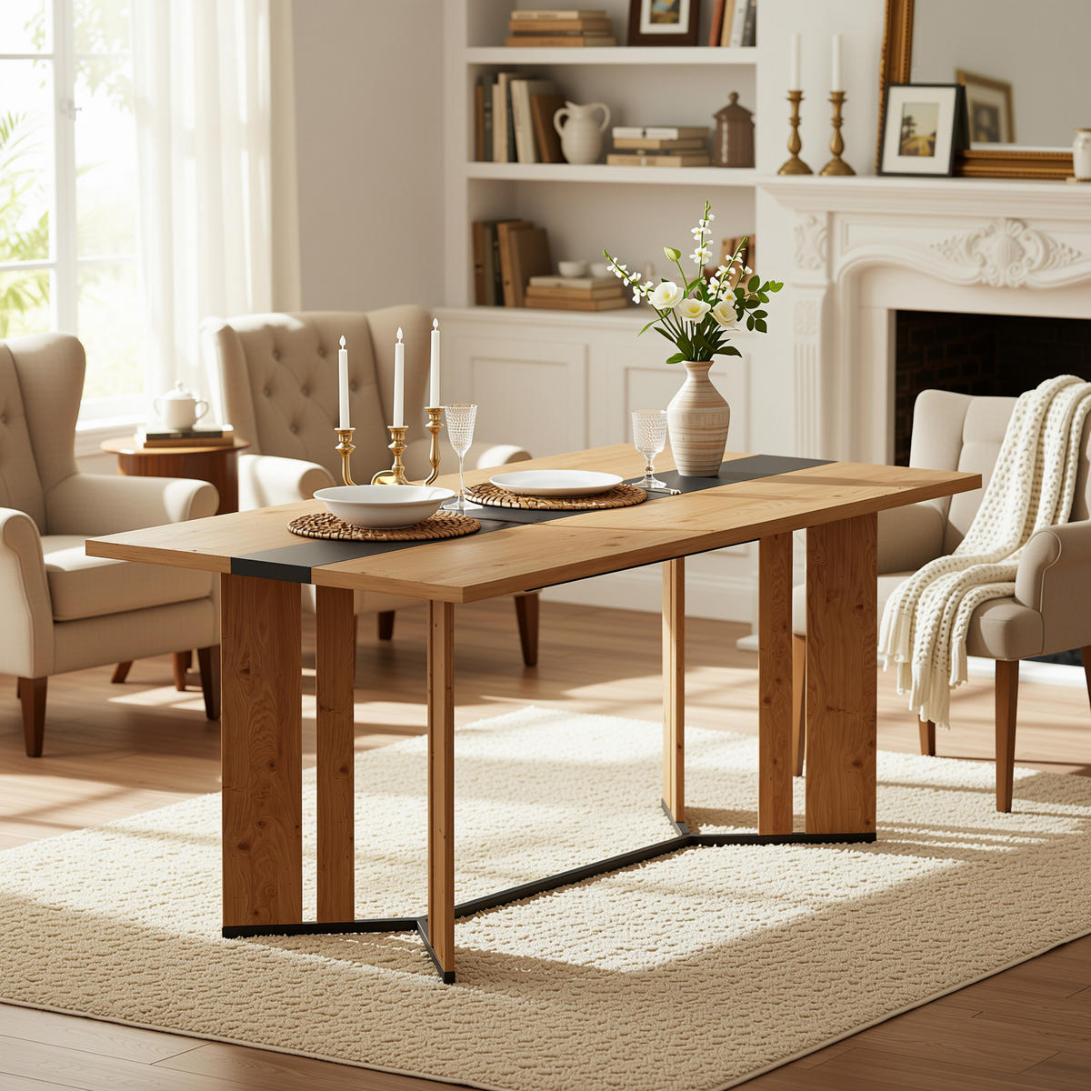 ESSTISCH Holz Eichenoptik mit Metallgestell 150×80 cm Skandinavisch - Sonoma Eiche, Holzwerkstoff (80/150/76cm) - Urban Meuble