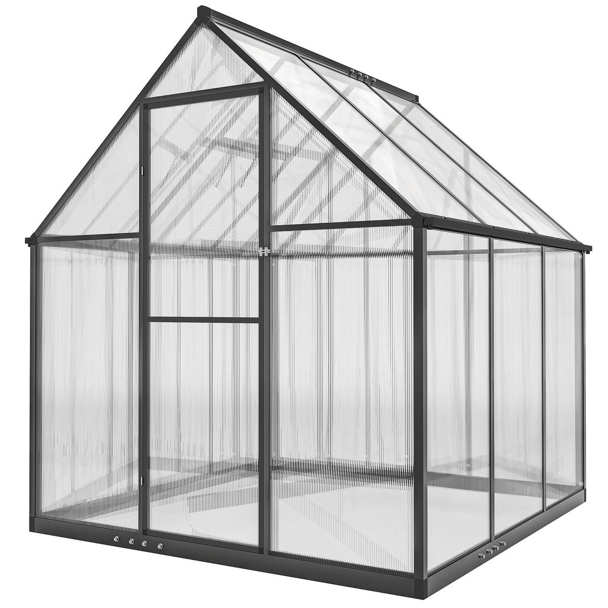 GEWÄCHSHAUS DE-12082 mit Polycarbonat und verstellbarem Fenster Transparent - Transparent, Metall (168/195/178cm) - ComfortXL