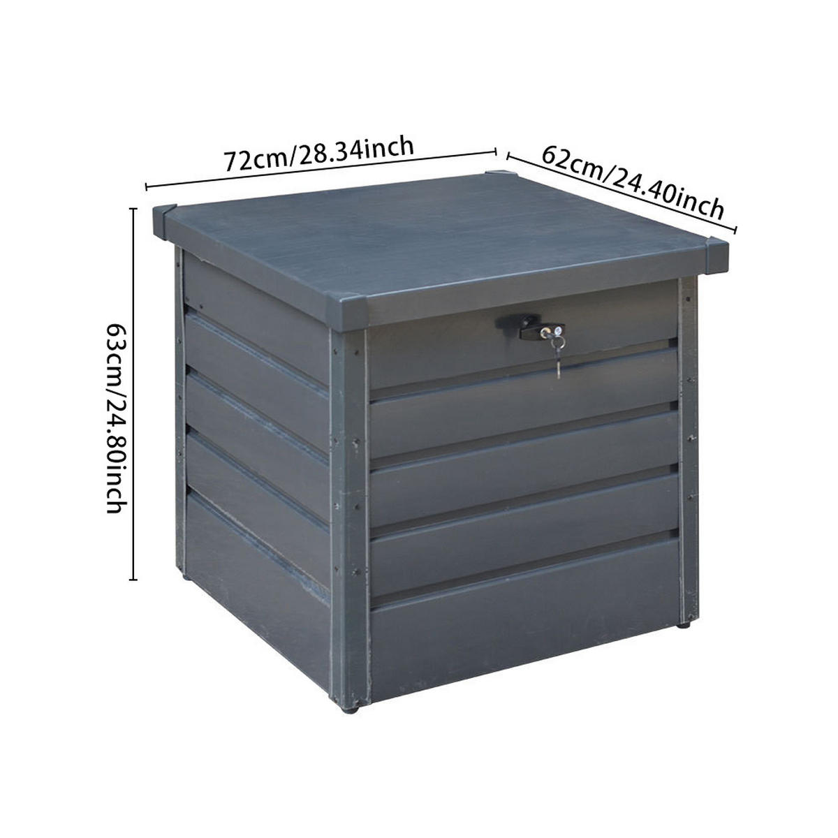 GARTENBOX Auflagenbox Kissenbox 200L aus Metall in Anthrazit in AußenGarten abschließbar 72 x 62 x 63 cm 15 kg - Anthrazit, Metall (72/63/62cm) - Livingandhome