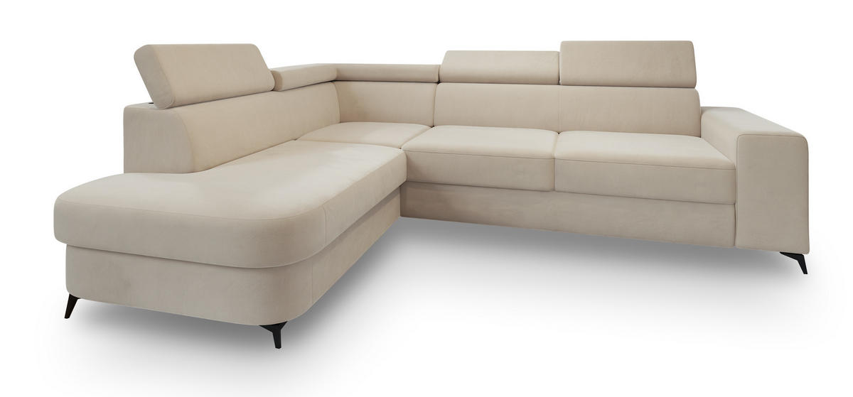 ROHOVÁ SEDAČKA ALVORO krémová - černá/krémová, kov/dřevo (253/190cm) - MASSENO