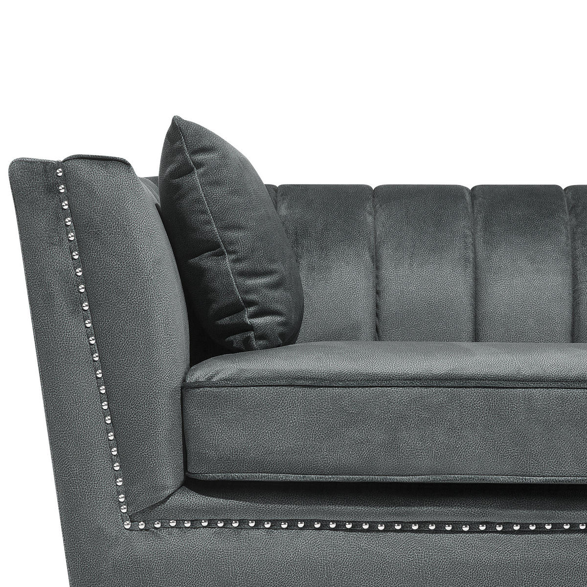 2-SITZER-SOFA Samtstoff Grau Gaula - Grau, Textil (160/77/80cm) - Beliani