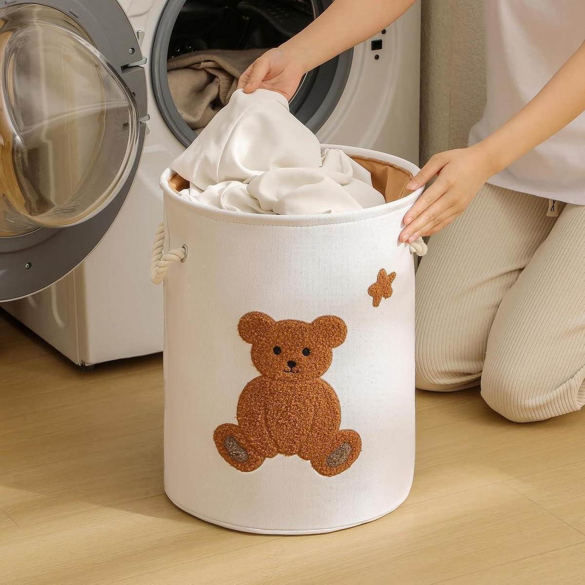 KINDER-WÄSCHEKORB Bär mit Zugverschluss 42 Liter - Braun, Textil (40/46/40cm)