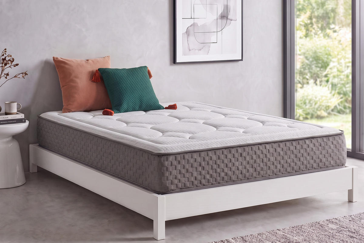 MATRATZE Palace Confort Multizone - 200X200 cm- Härtegrad H2/H3 - Grau, Textil (200/200cm) - Moonia
