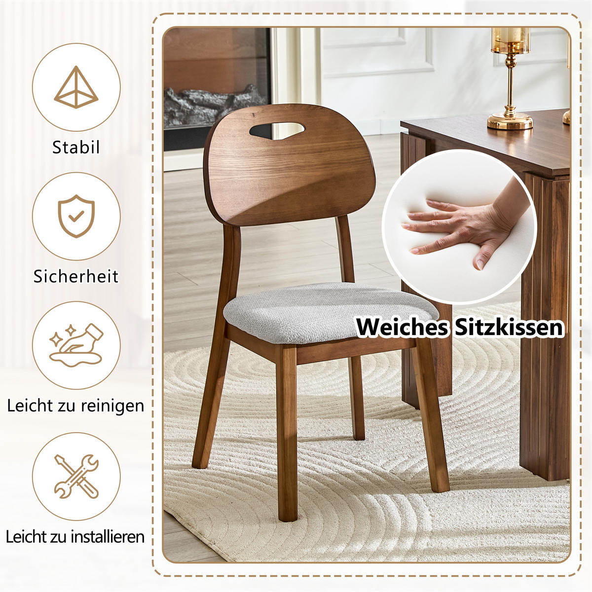STUHL-SET DE-36737 2 Stück mit ovaler Rückenlehne und Tragegriff Grau - Grau, Holzwerkstoff (44/88/50cm) - ComfortXL
