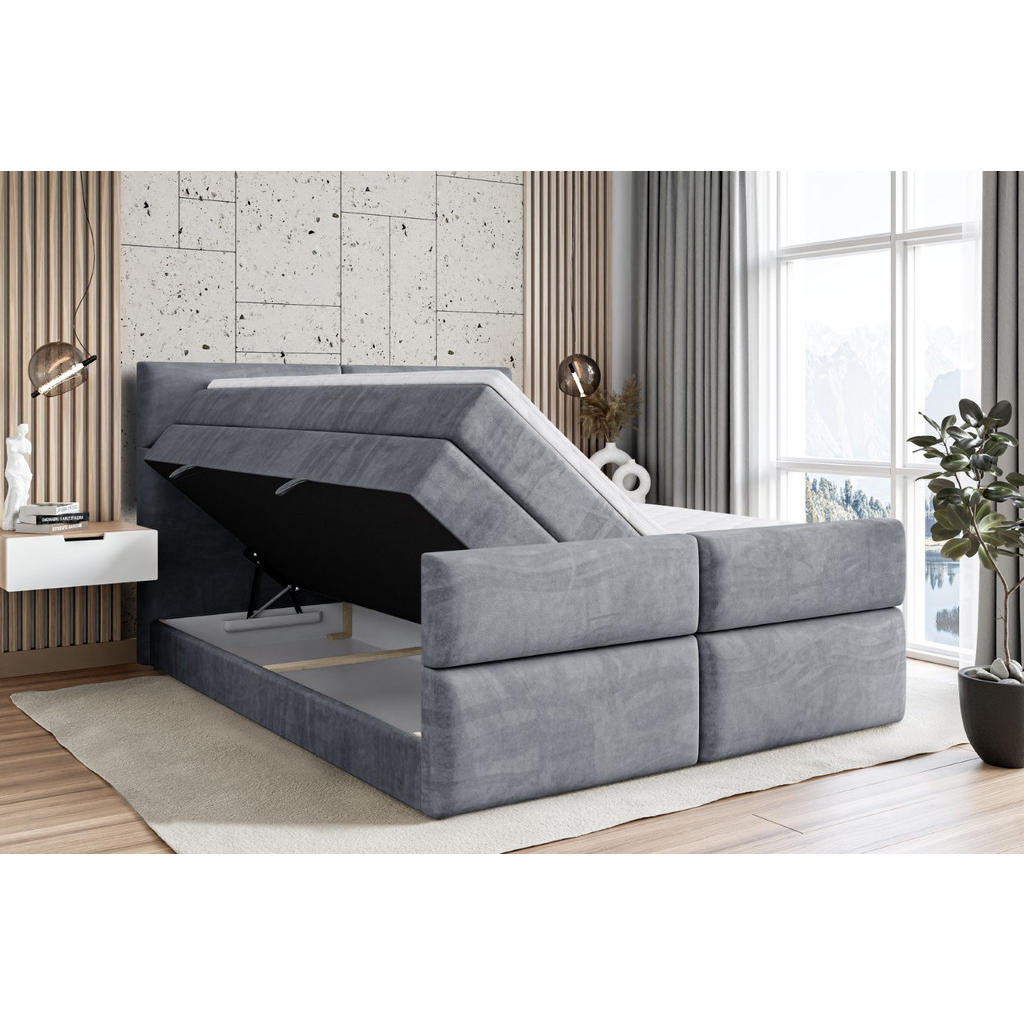 Thumbnail - Altdecor Boxspringbett, Grau, Holzwerkstoff, Höhe ca. 20 cm, 160x200 cm, Schlafzimmer, Betten, Boxspringbetten