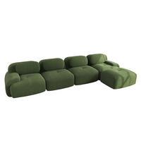 ECKSOFA 4-Sitzer in Premium-Cord Montagefrei & Rutschfest - Grün, Textil (388/178cm) - Urban Meuble