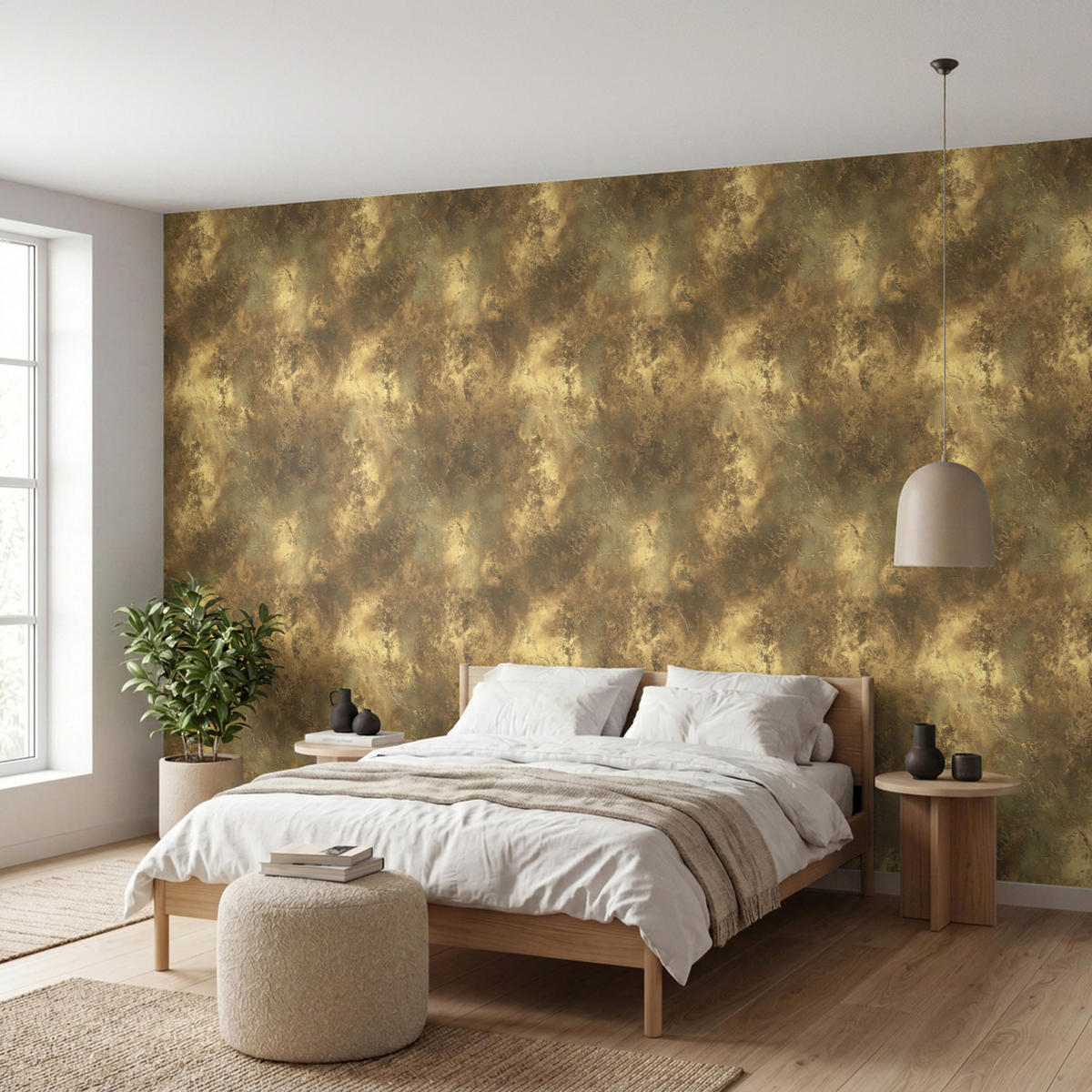 TAPETE - Antik - Metallic-Look - Gold - 450x200 cm - Messingfarben, Papier (450/200cm) - OnlyWow