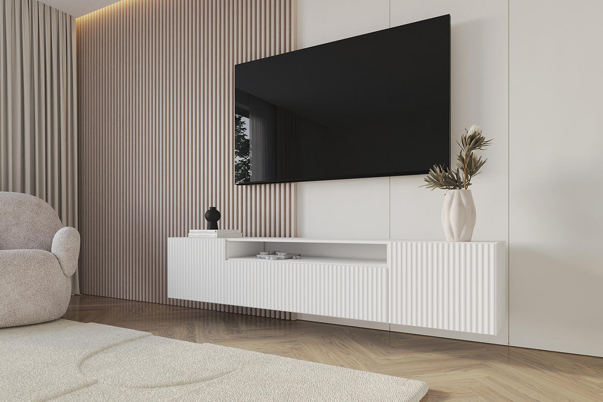 LOWBOARD NOA-2-W 200x40x41 cm - Weiß - Weiß, Holzwerkstoff (200/40/41cm) - ALTDECOR