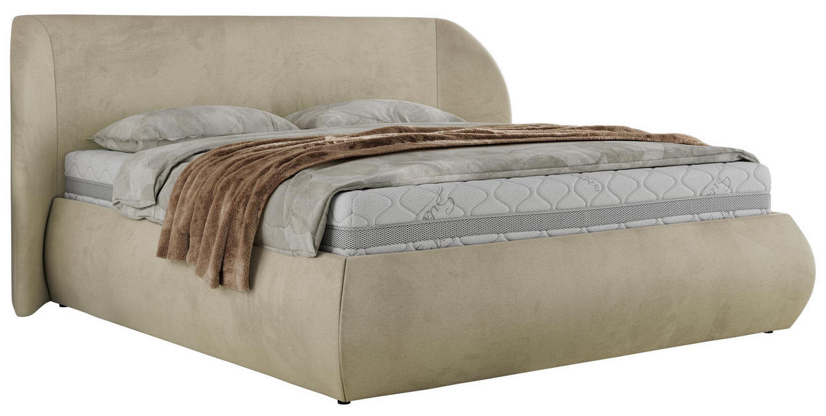 POLSTERBETT CAELA CLASSIC 200/200 - Beige Velvet - ohne Matratze - Beige, Textil (200/200cm) - MKS