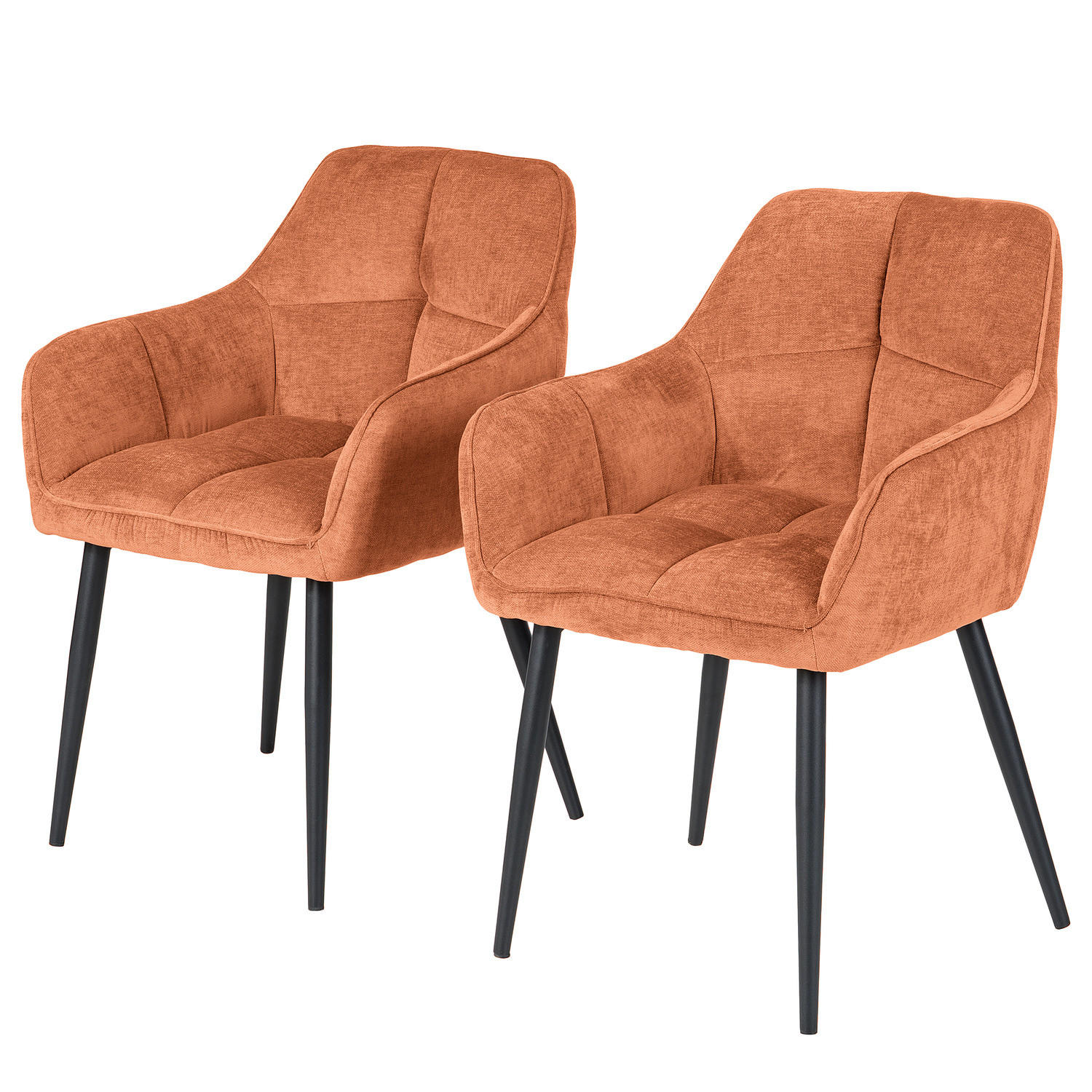 ARMLEHNENSTUHL - 2er-Set - Bouclé / Eisen - Schwarz/Rosa, Holz/Kunststoff (49/85/59cm) - home24