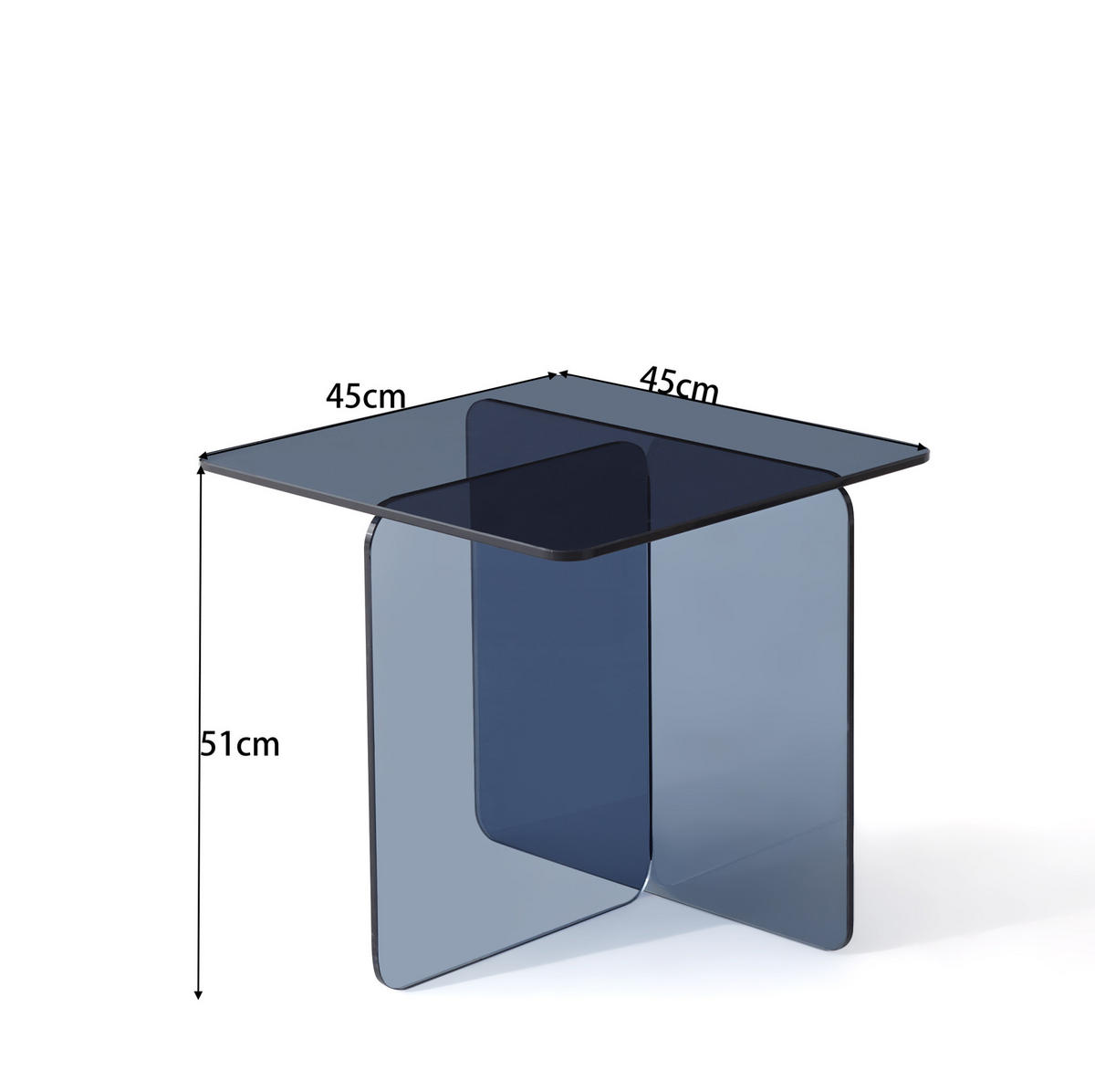 BEISTELLTISCH 45/45/51 cm aus grauem Sicherheitsglas - Grau, Glas (45/45/51cm) - BEAOK