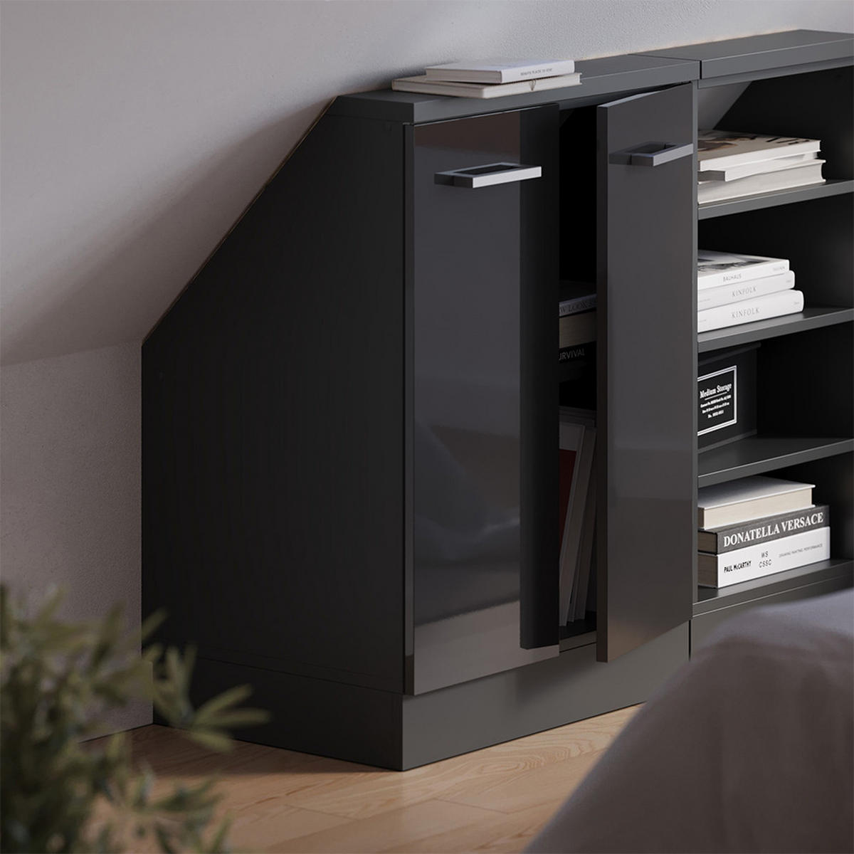 ŠIKMÁ SKŘÍŇ Rion Antracit vysoký lesk/antracit - vysoce lesklá černá, kompozitní dřevo (60/81.6/46cm) - Vicco