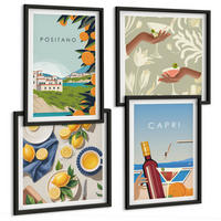 BILDER SET 4er Set - 50x50 cm & 40x60 cm Schwarzer Rahmen - Italienische Zitronenurlaube Capri - Schwarz, Kunststoff (50/50cm) - TULUP