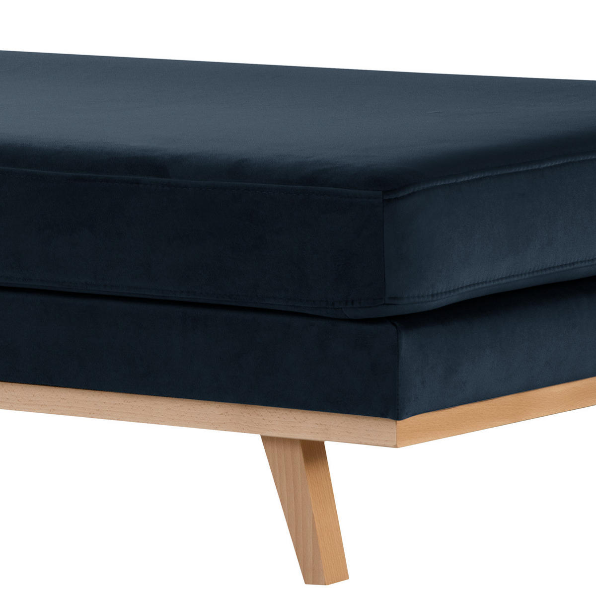 HOCKERBANK - Buchefarben/Dunkelblau, Buchenholz/Textil (180/43/81cm) - home24