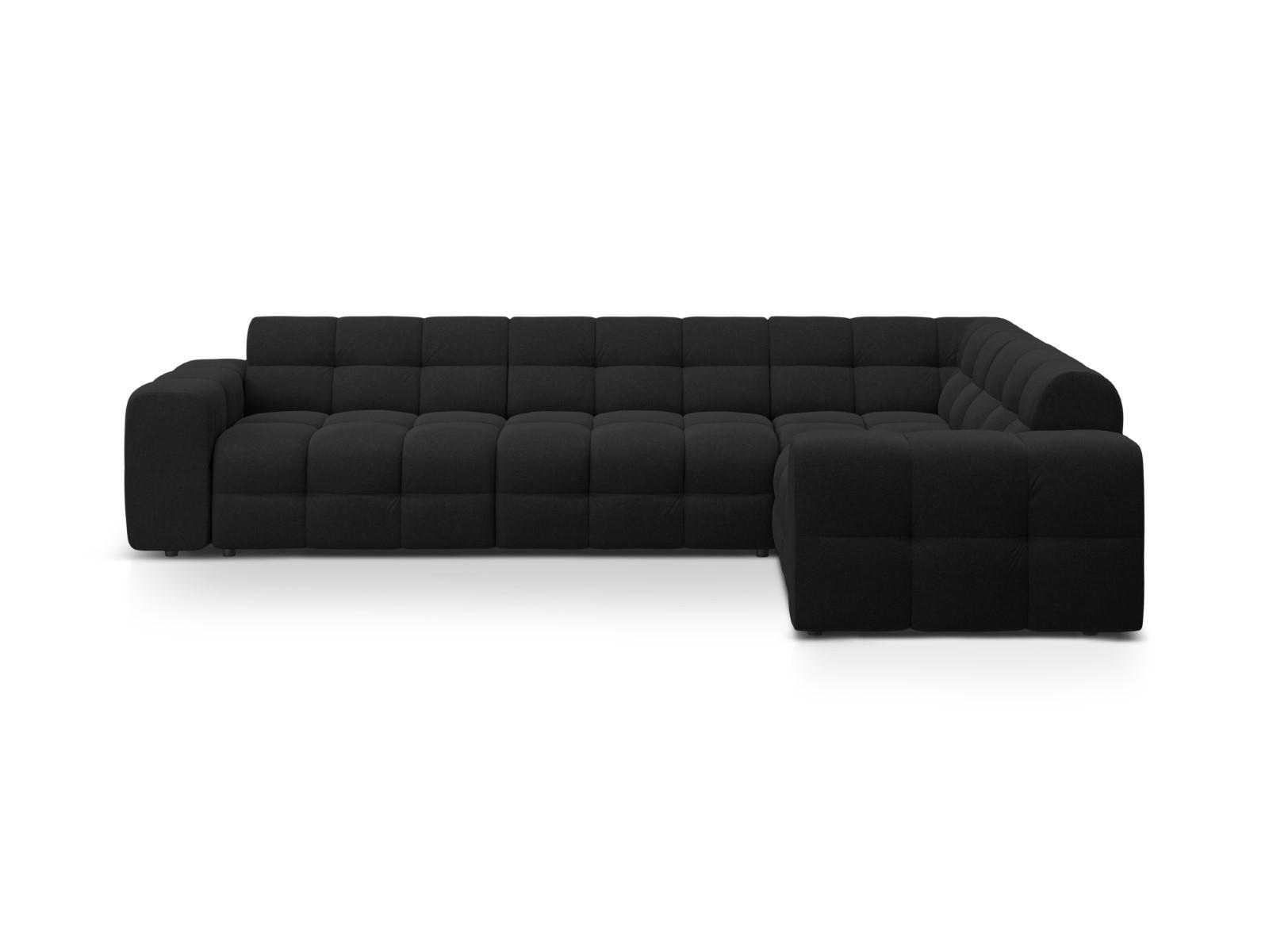 ECKSOFA rechts Kendal aus strukturiertem Stoff schwarz 6 Sitzplätze - Schwarz, Textil (231/332cm) - Micadoni