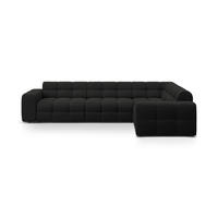 ECKSOFA rechts Kendal aus strukturiertem Stoff schwarz 6 Sitzplätze - Schwarz, Textil (231/332cm) - Micadoni