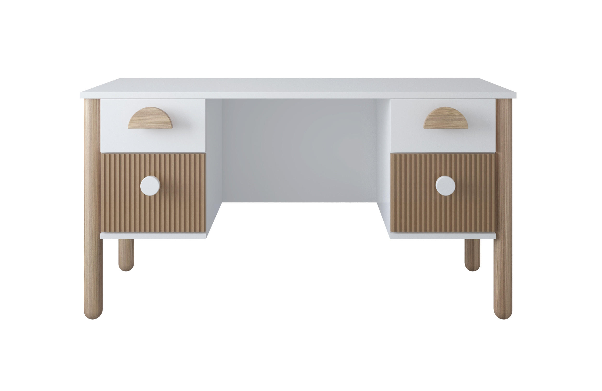 KINDERSCHREIBTISCH Bebella - Weiß, Naturmaterialien (53/74/140cm) - kiki design