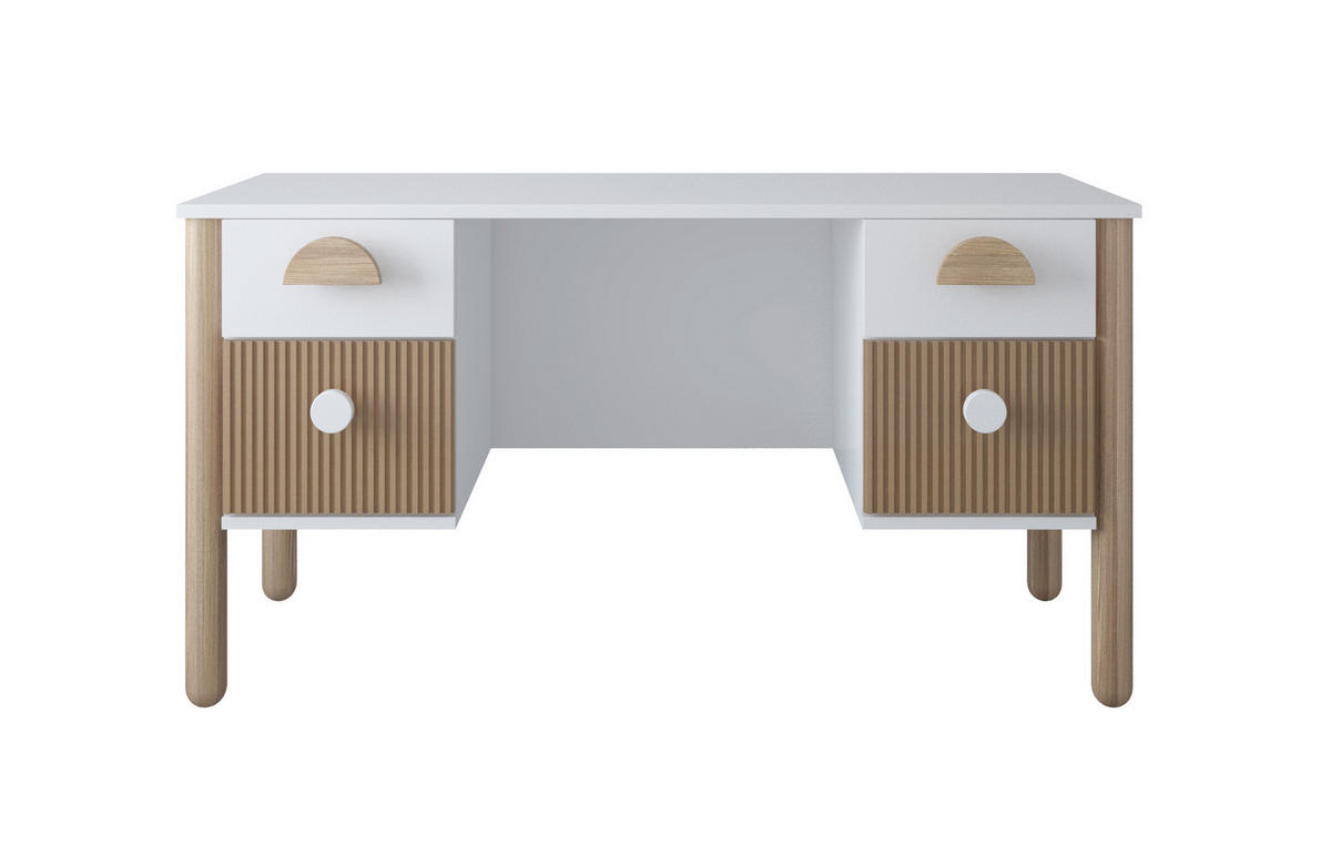 KINDERSCHREIBTISCH Bebella - Weiß, Naturmaterialien (53/74/140cm) - kiki design