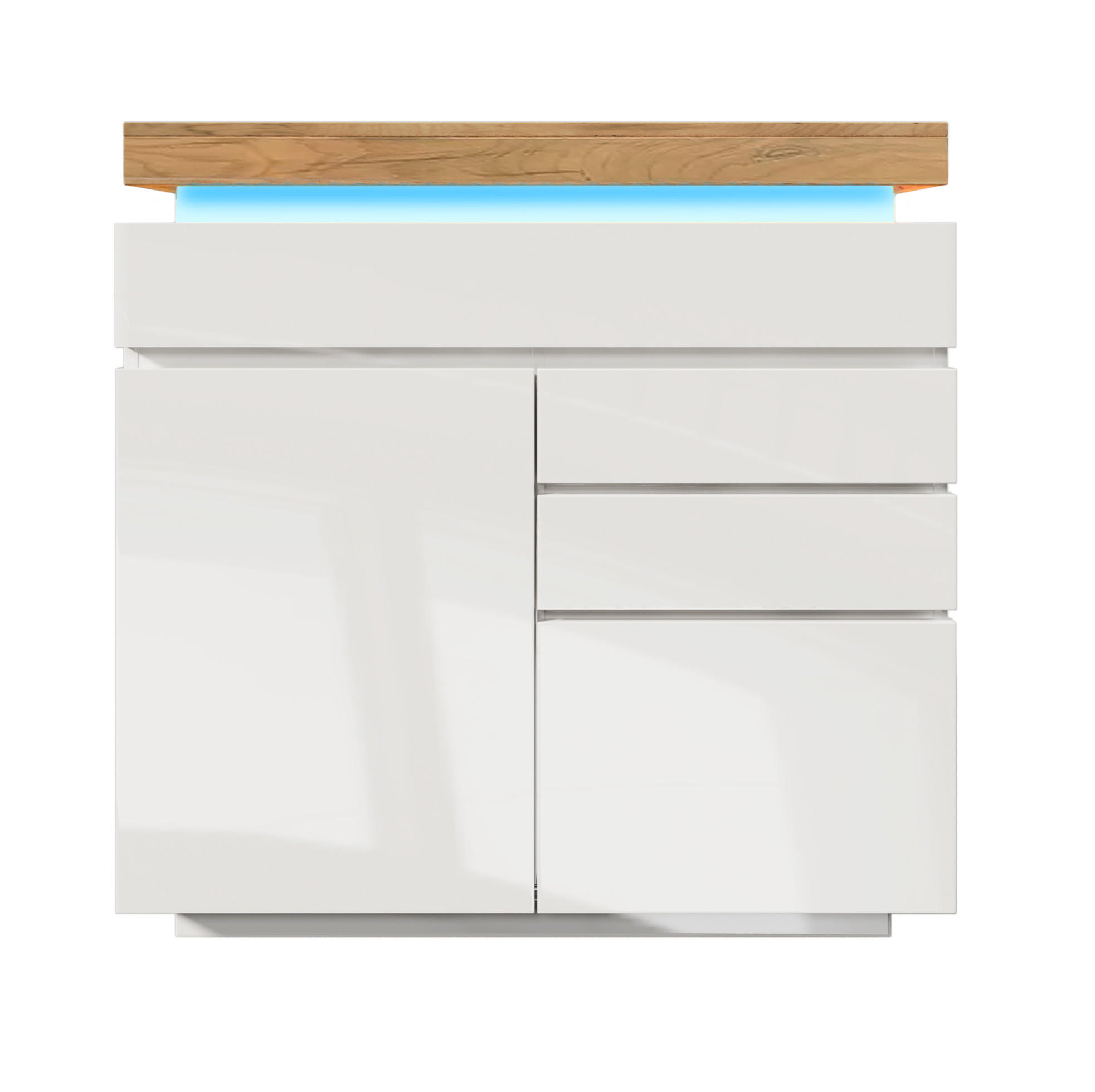 KOMMODE 110/39/115 cm aus Holzwerkstoff mit LED-Beleuchtung Weiß - Weiß, Holzwerkstoff (39/115/110cm) - Modenvie