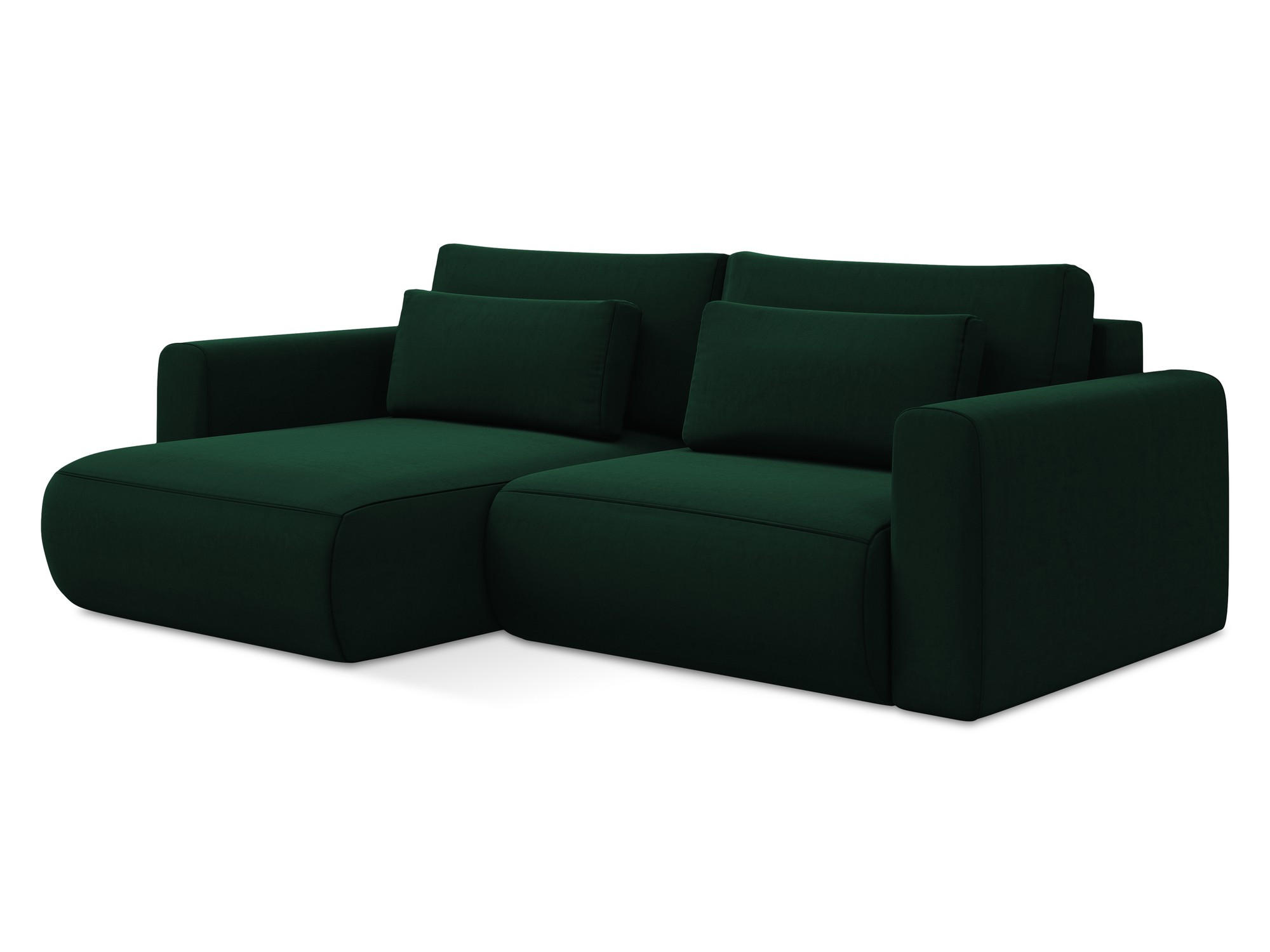 ECKSOFA mit Schlaffunktion Samt Stoff Grün - Dunkelgrün/Schwarz, Kunststoff/Textil (149/240cm) - Makamii