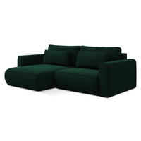 ECKSOFA mit Schlaffunktion Samt Stoff Grün - Dunkelgrün/Schwarz, Kunststoff/Textil (149/240cm) - Makamii