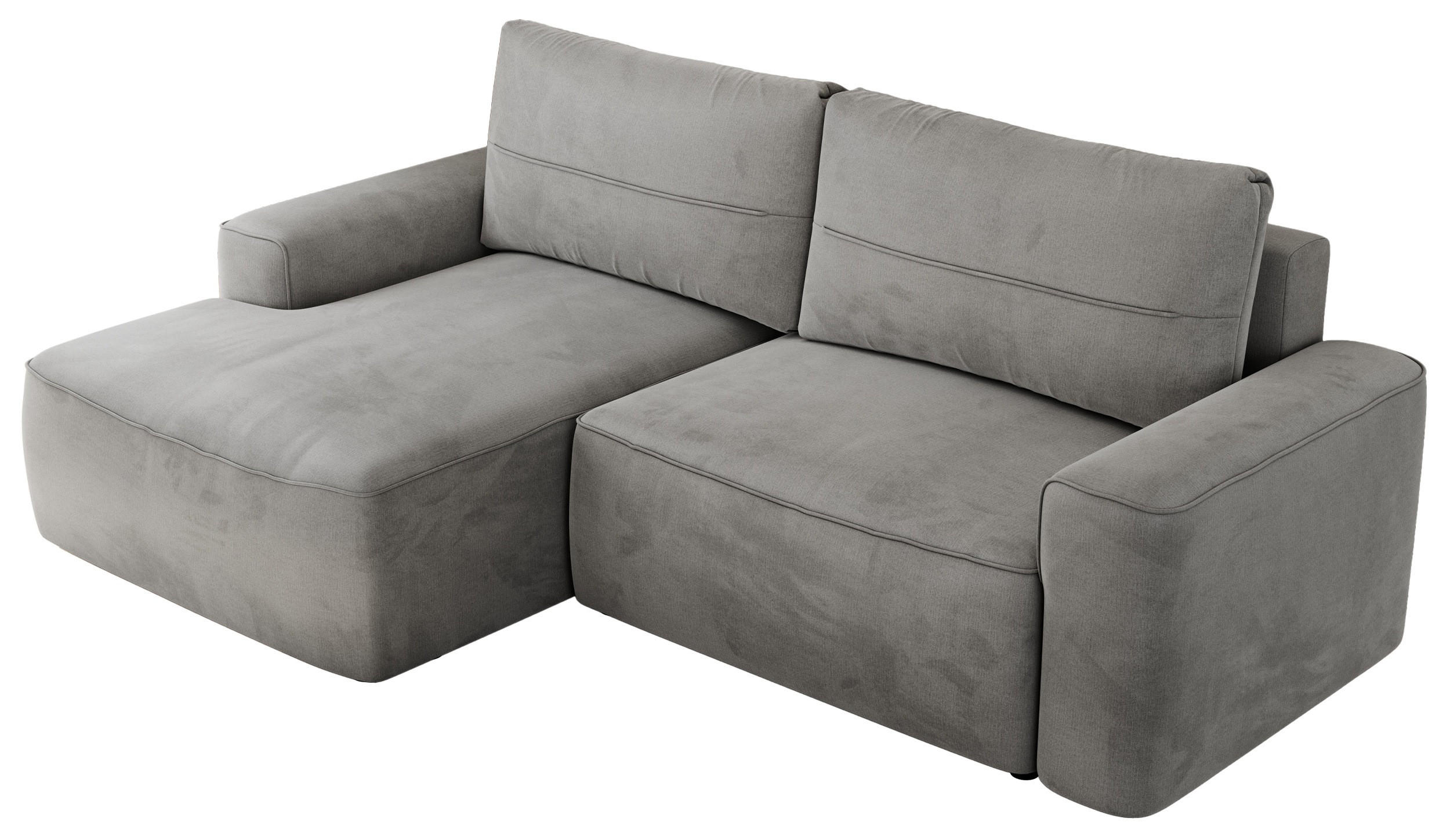 ECKSOFA BELLUNO L Hellgrau Velvet - Links - Hellgrau/Schwarz, Textil (144/233cm) - MKS