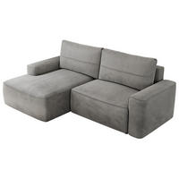 ECKSOFA BELLUNO L Hellgrau Velvet - Links - Hellgrau/Schwarz, Textil (144/233cm) - MKS