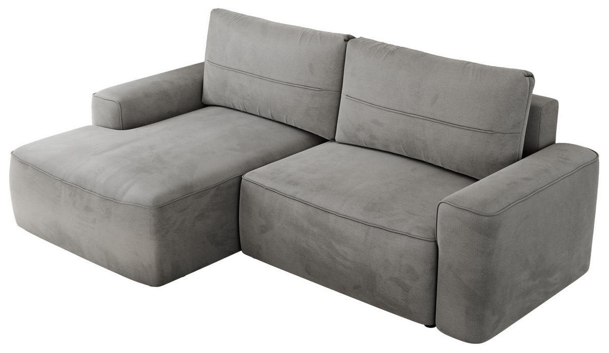 ECKSOFA BELLUNO L Hellgrau Velvet - Links - Hellgrau/Schwarz, Textil (144/233cm) - MKS