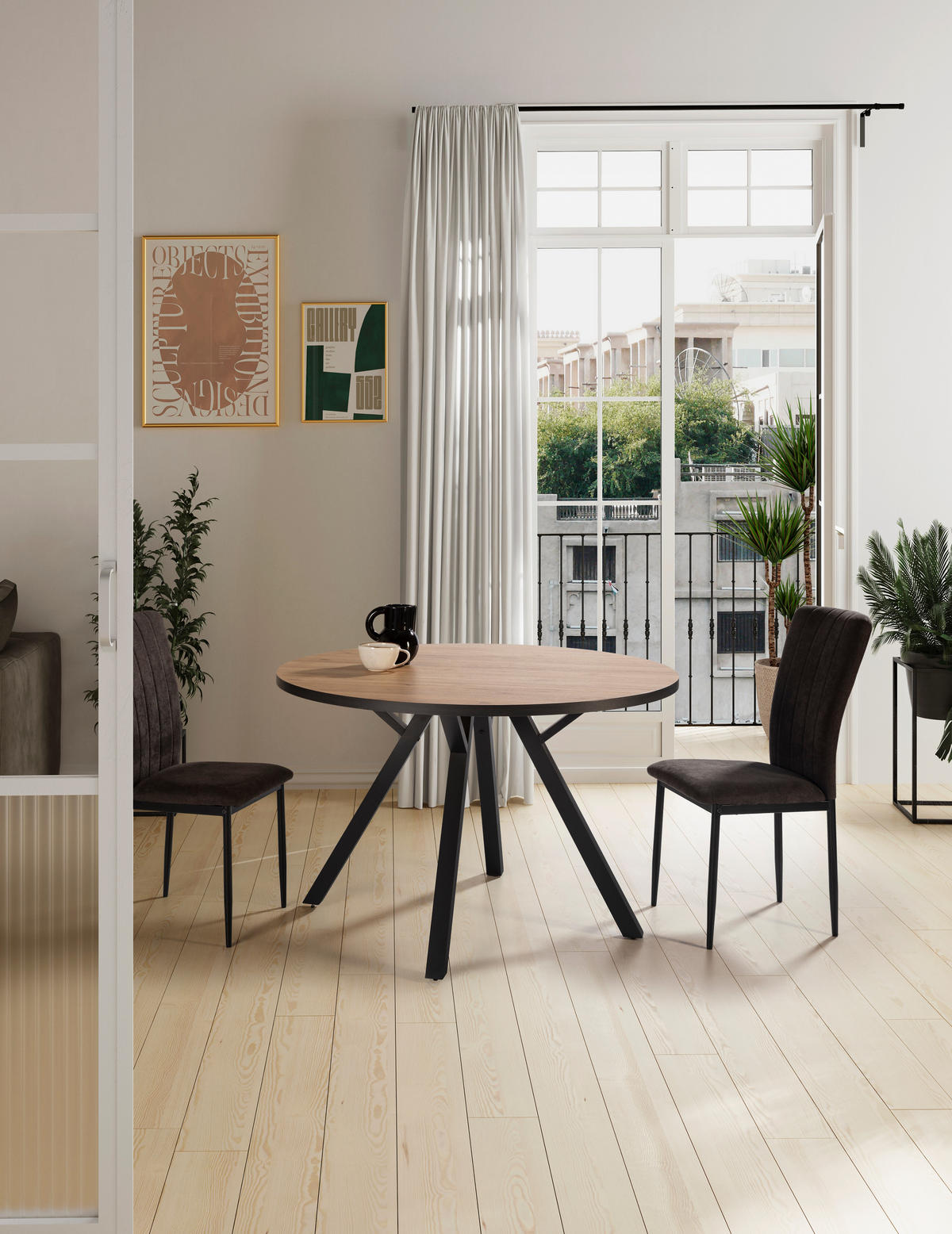 TISCH mit schwarzen metallbeinen - beni 120/120/77 cm - Braun, Keramik (120/120/77cm) - Calicosy