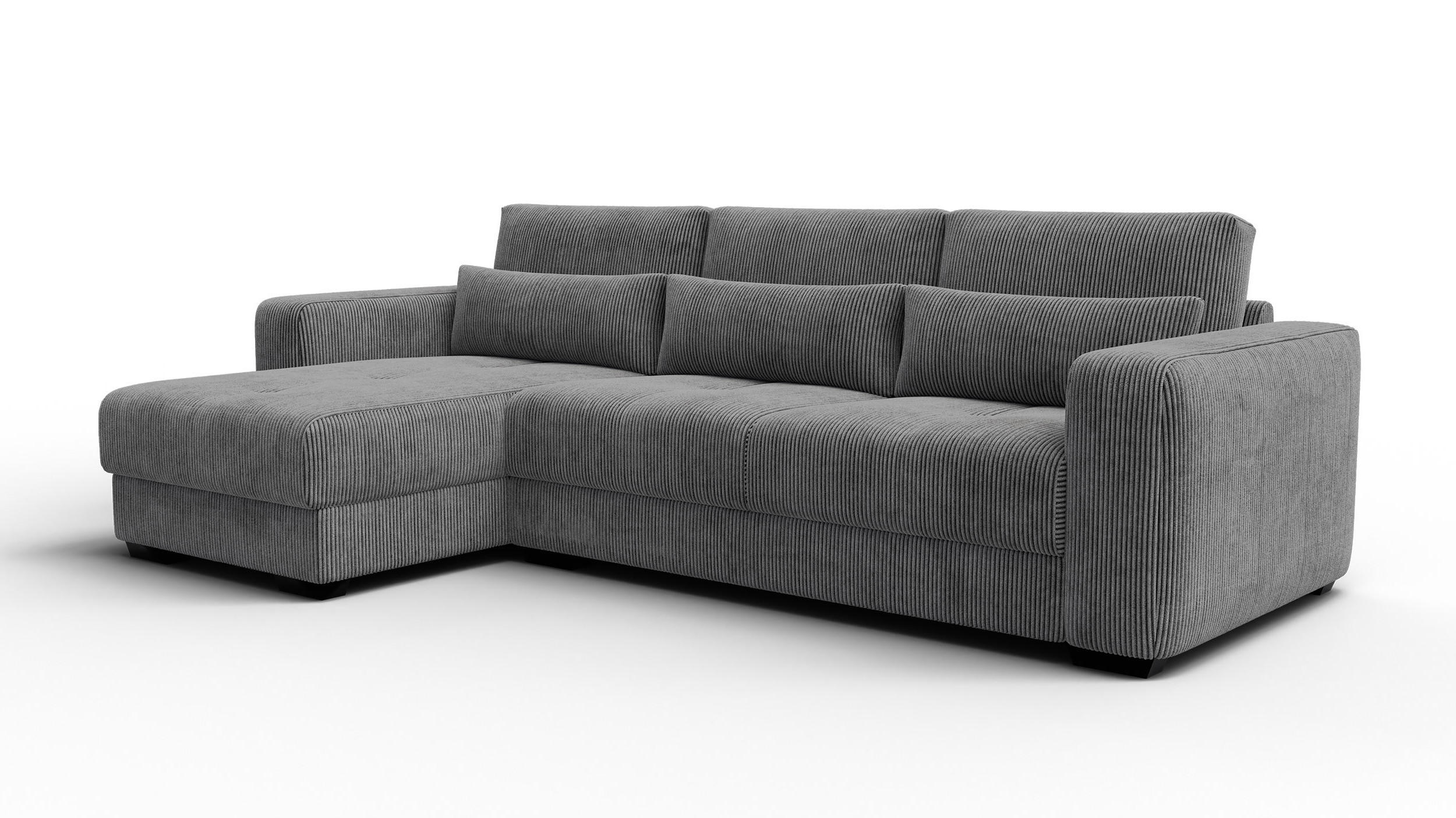 ECKSOFA OLI 4-Sitzer links, dunkelgrau - Dunkelgrau, Holz/Textil (295/172cm) - Courtois Laville