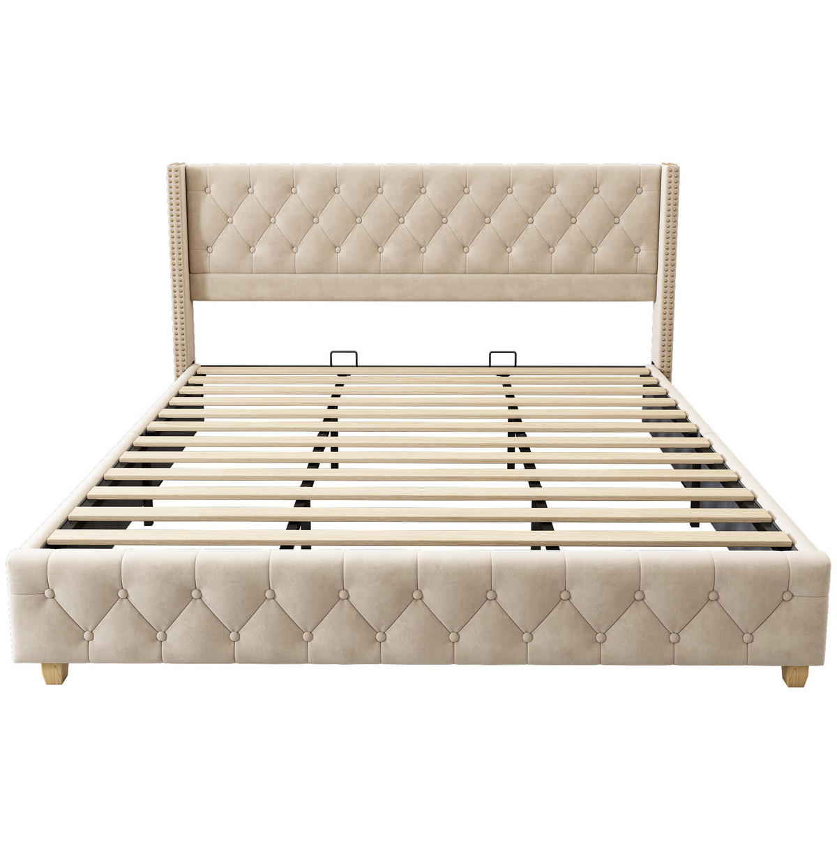 POLSTERBETT mit Lattenrost 180x200 cm Samt Hellbeige - Beige, Metall (180/200cm) - Beauniv