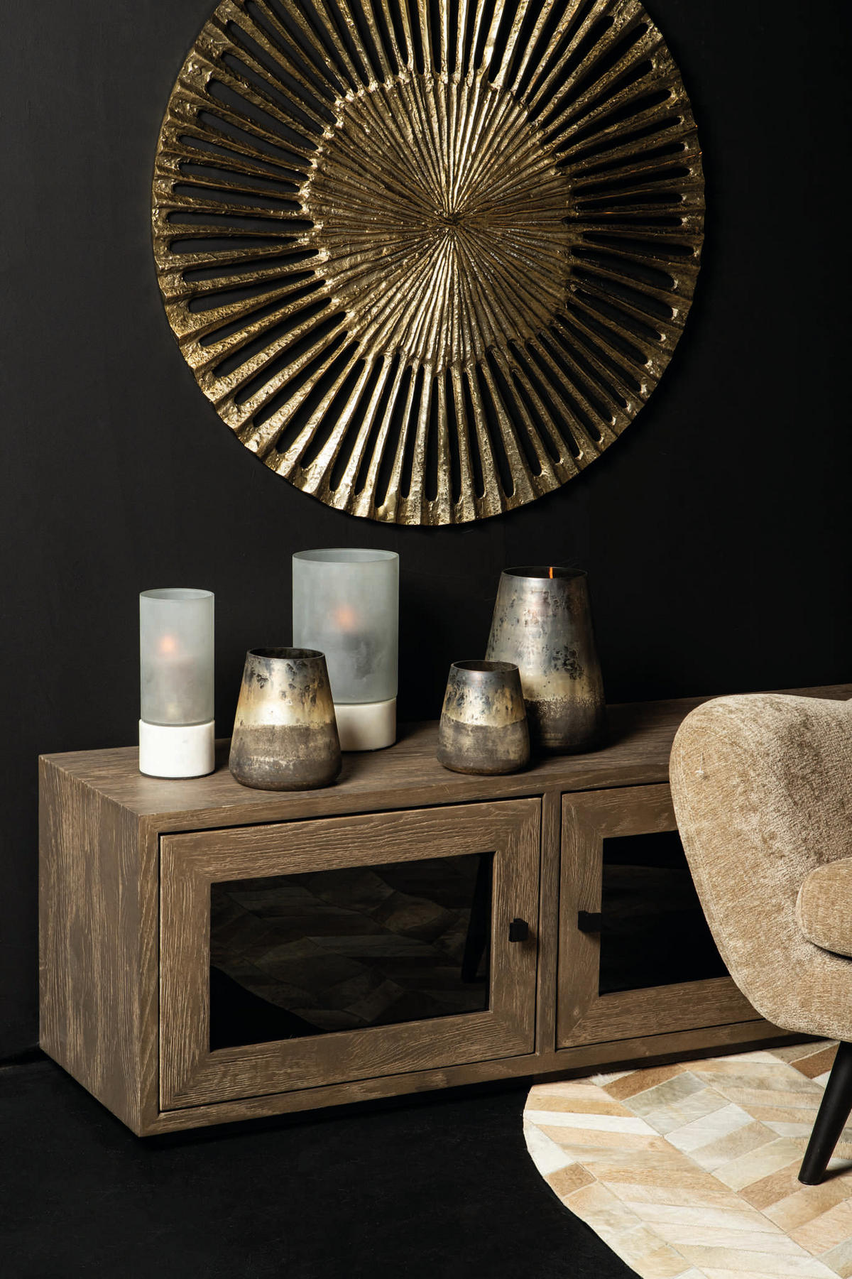 WINDLICHT Travers Grau 19/19/25cm - Grau, Glas (19/25/19cm) - PTMD Collection