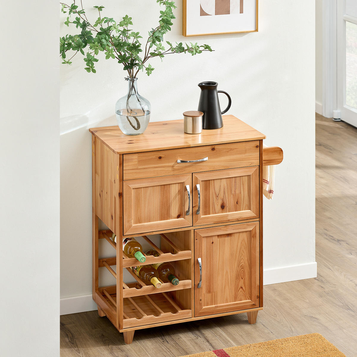 SERVIERWAGEN aus Holz, 66×86×38cm - Naturfarben, Holz (66/86/38cm) - SoBuy