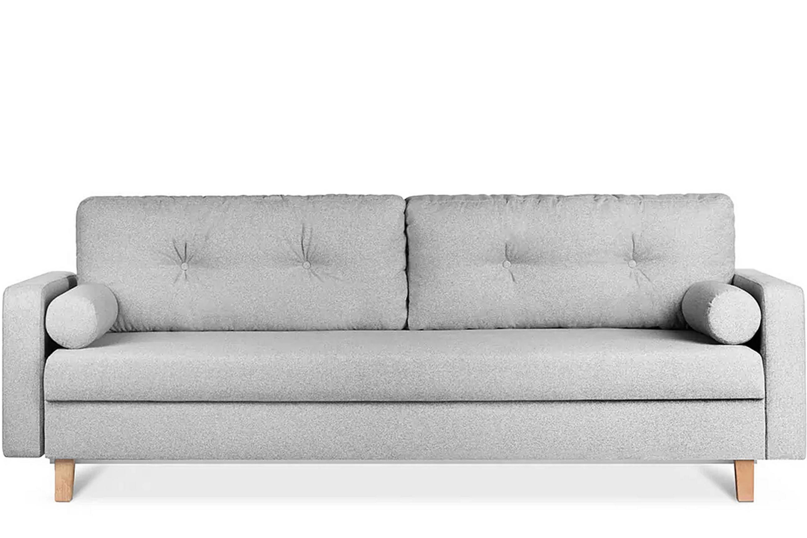 3-SITZER-SCHLAFSOFA ERISO mit weiche Sitzfläche und hohe Rückenlehne, Strukturstoff, hellgrau - Hellgrau/Braun, Textil (220/80/100cm) - KONSIMO®