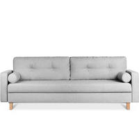 3-SITZER-SCHLAFSOFA ERISO mit weiche Sitzfläche und hohe Rückenlehne, Strukturstoff, hellgrau - Hellgrau/Braun, Textil (220/80/100cm) - KONSIMO®