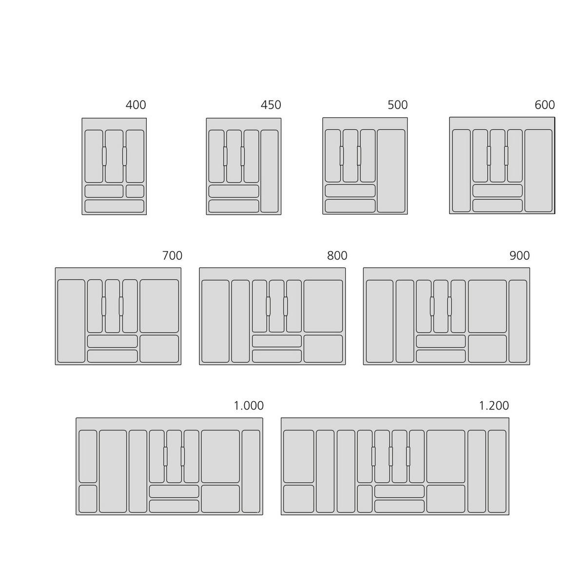 BESTECKEINSATZ Optima Vertex/Concept, Tiefe 500mm, Plattenstärkenstärke 16mm, Modul 900mm, Kunststoff, Anthrazitgrau - Anthrazit, Kunststoff (86.5/5/52cm) - EMUCA