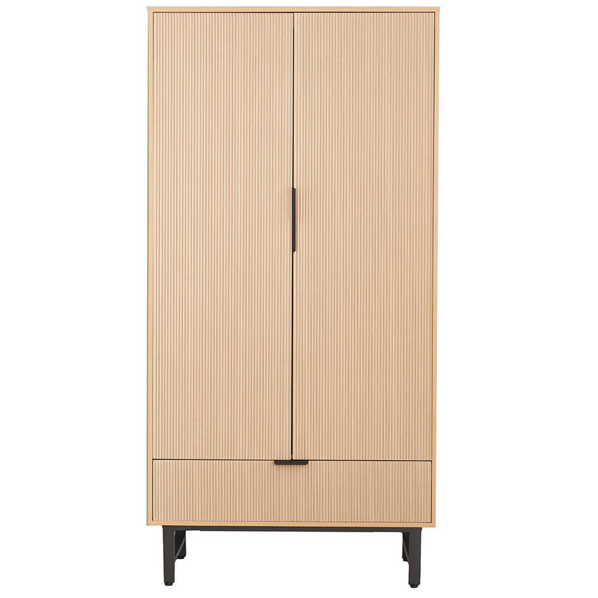KLEIDERSCHRANK NYLA - Natur/Schwarz, 100 x 200 cm - Naturfarben, Holzwerkstoff (100/200/40cm) - Home Deluxe