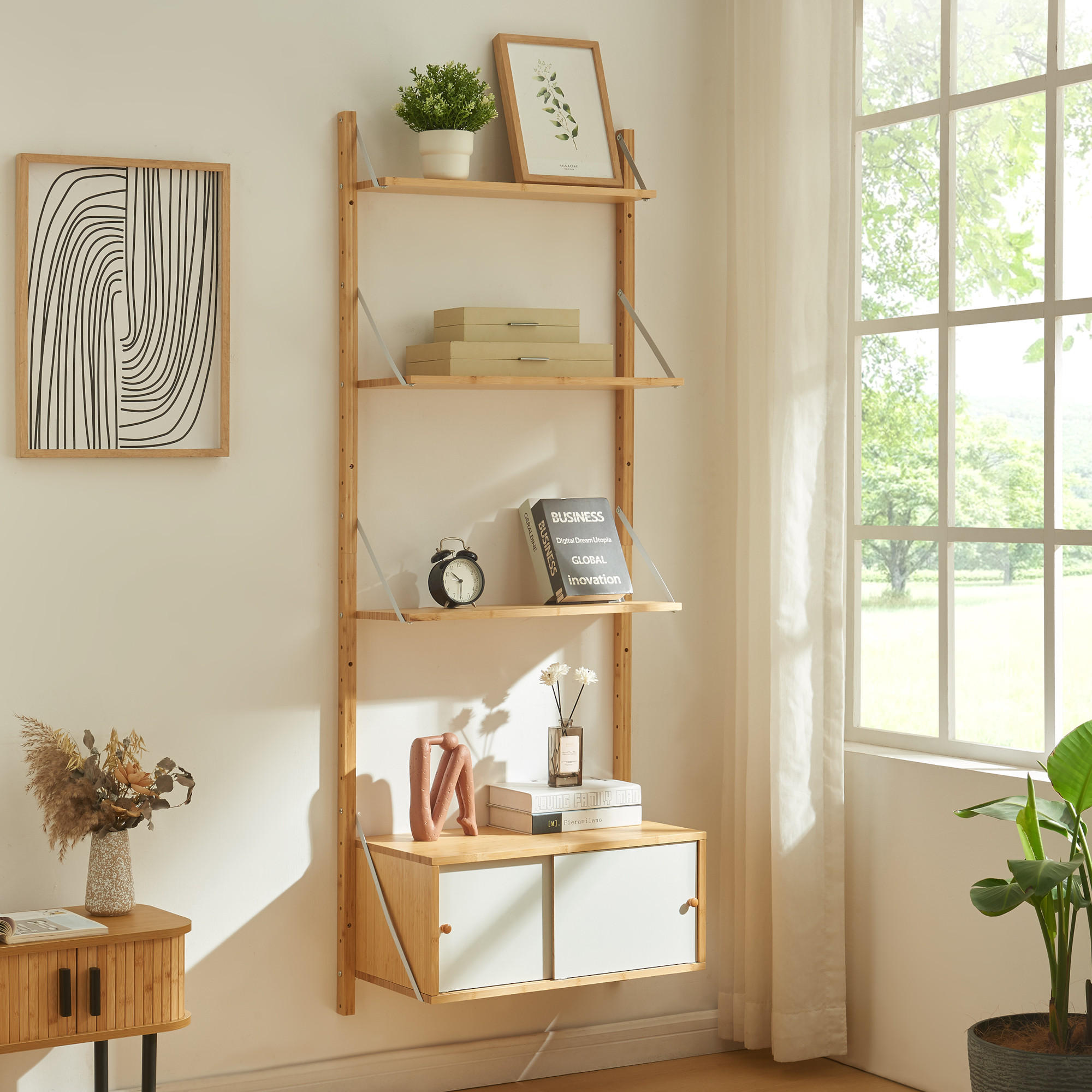 WANDREGAL Tingvoll - Naturfarben, Holz (65/176/34cm) - [en.casa]