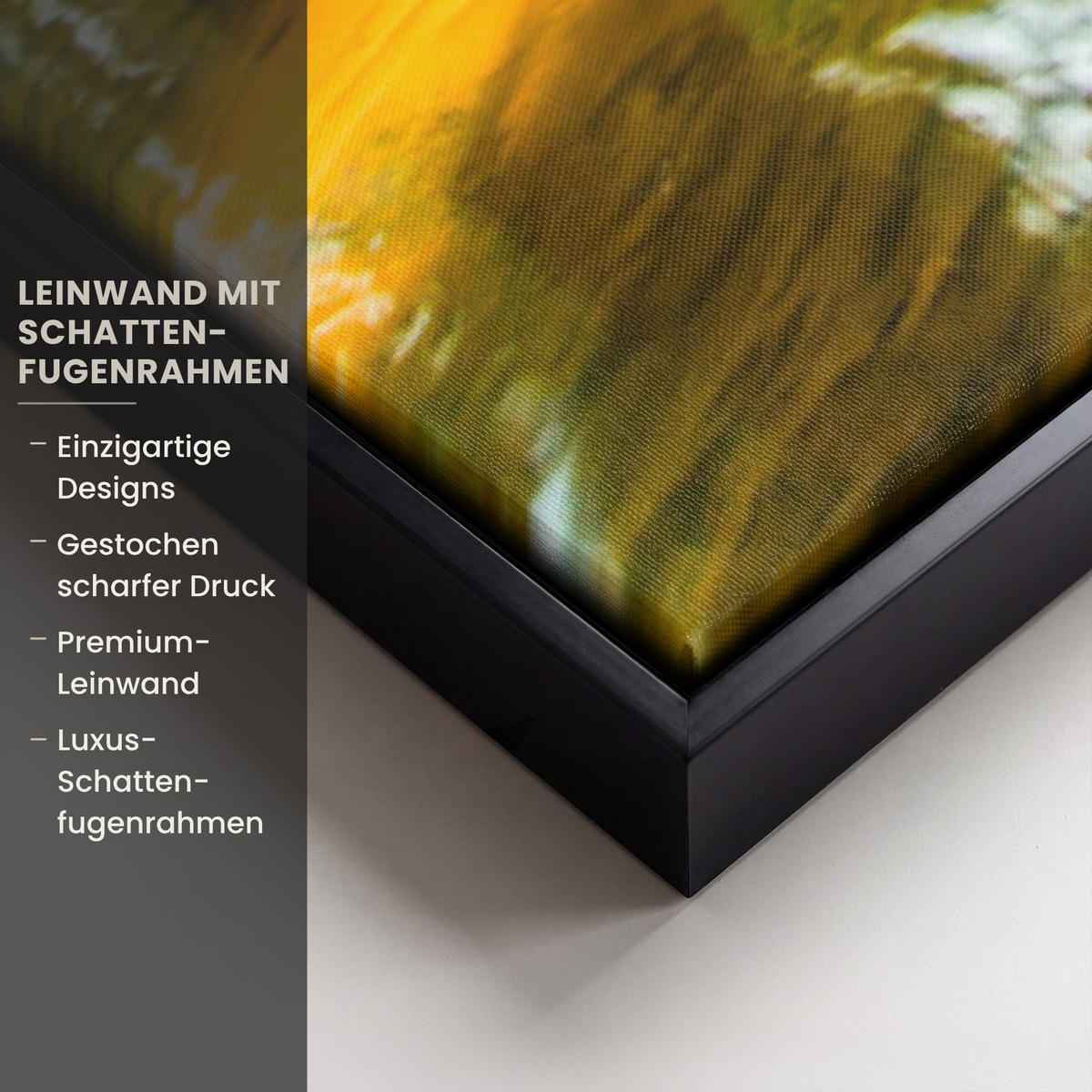 LEINWAND Bilder mit Rahmen - Wald - Landschaft - Wasser - Bäume - Sonne - Grün - Natur - 120x80 - Grün, Textil (120/80cm) - MuchoWow