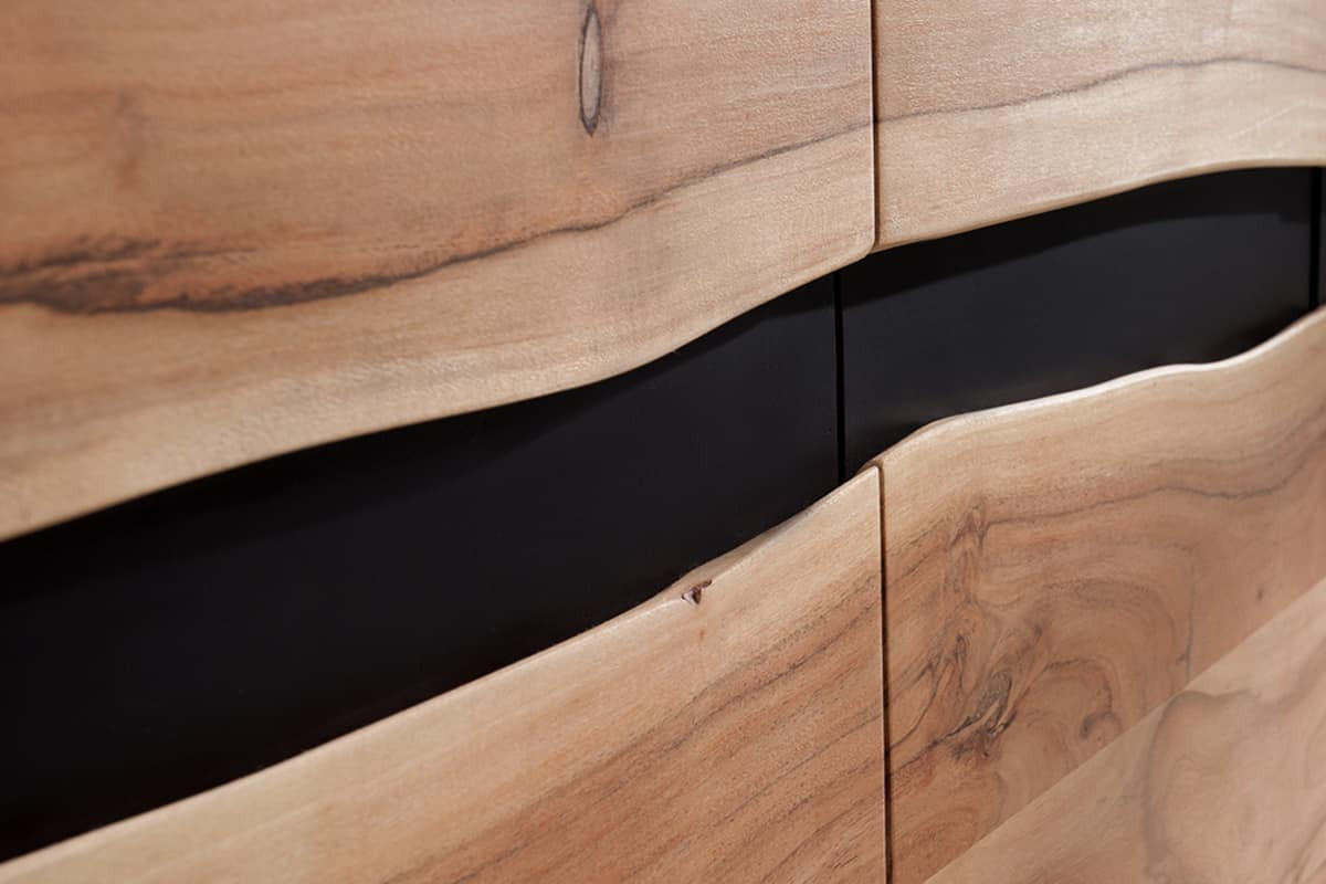 SIDEBOARD AMAZONAS Akazie Natur 150cm - Schwarz/Braun, Holz/Metall (150/85/43cm) - riess-ambiente