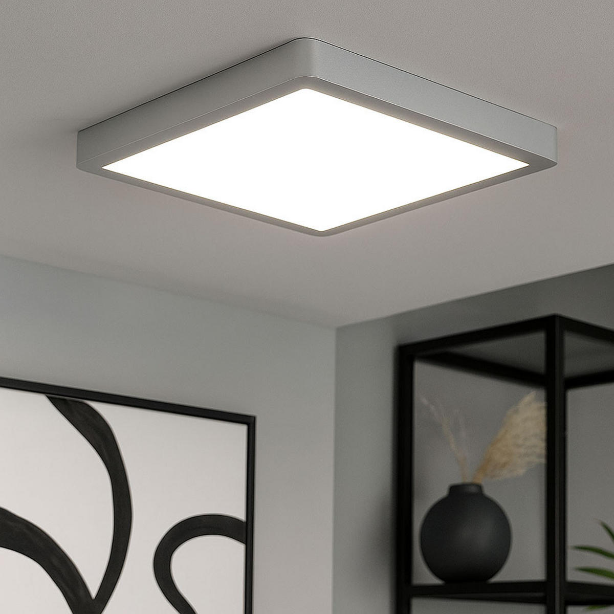 LED DECKENLEUCHTE Stahl Silber Opal - Silberfarben, Metall (28.5/28.5/2.8cm)