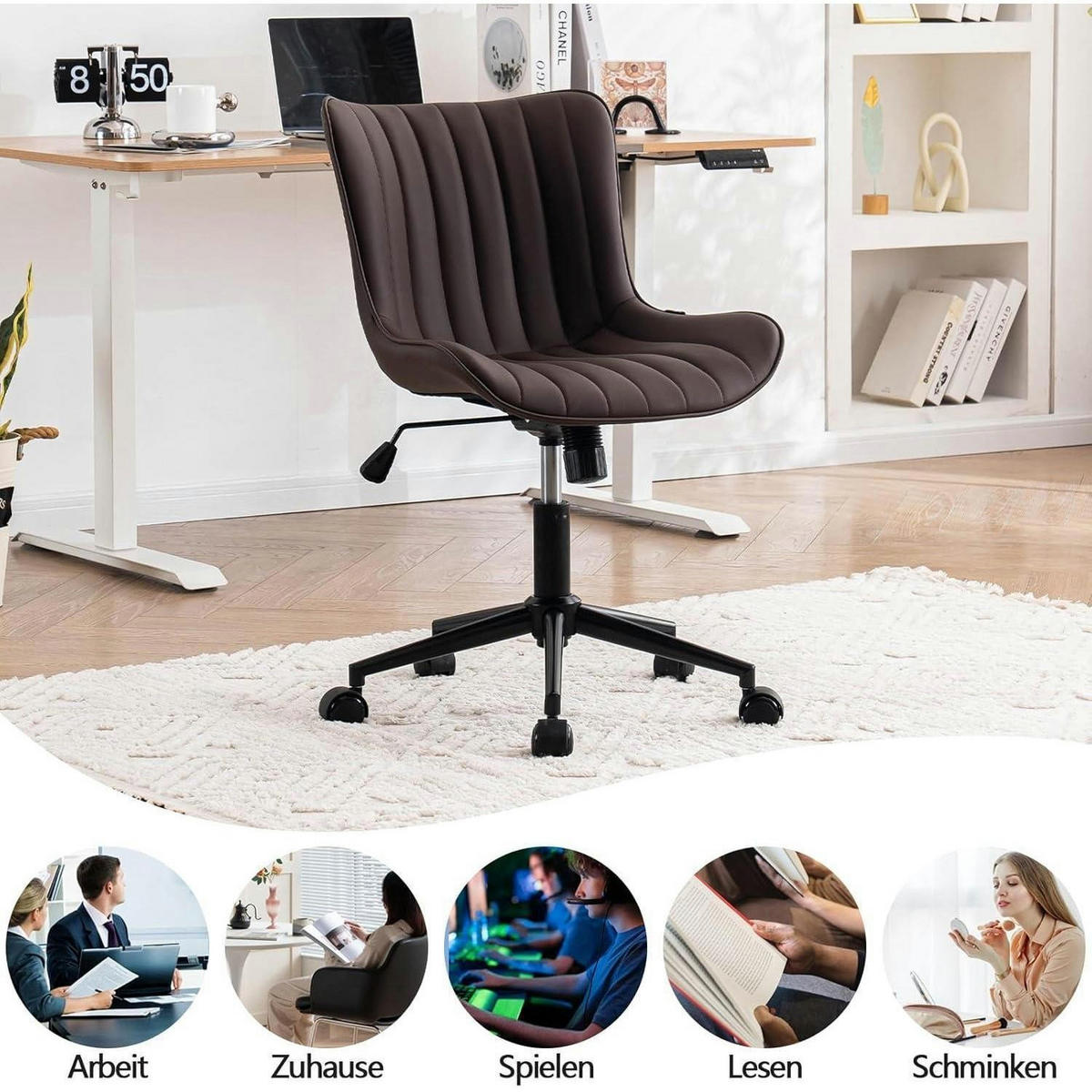 BÜROSTUHL Ergonomisch PU-Leder Braun - Braun, Kunststoff (53/93/46cm)