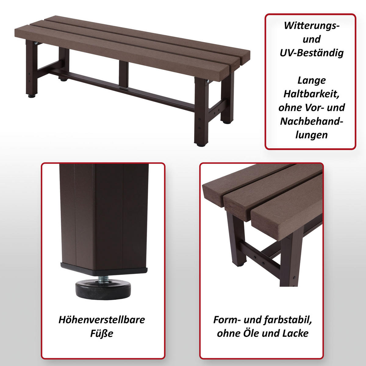 ALU GARTENBANK Braun - Braun, Metall (120/40/34cm) - MCW