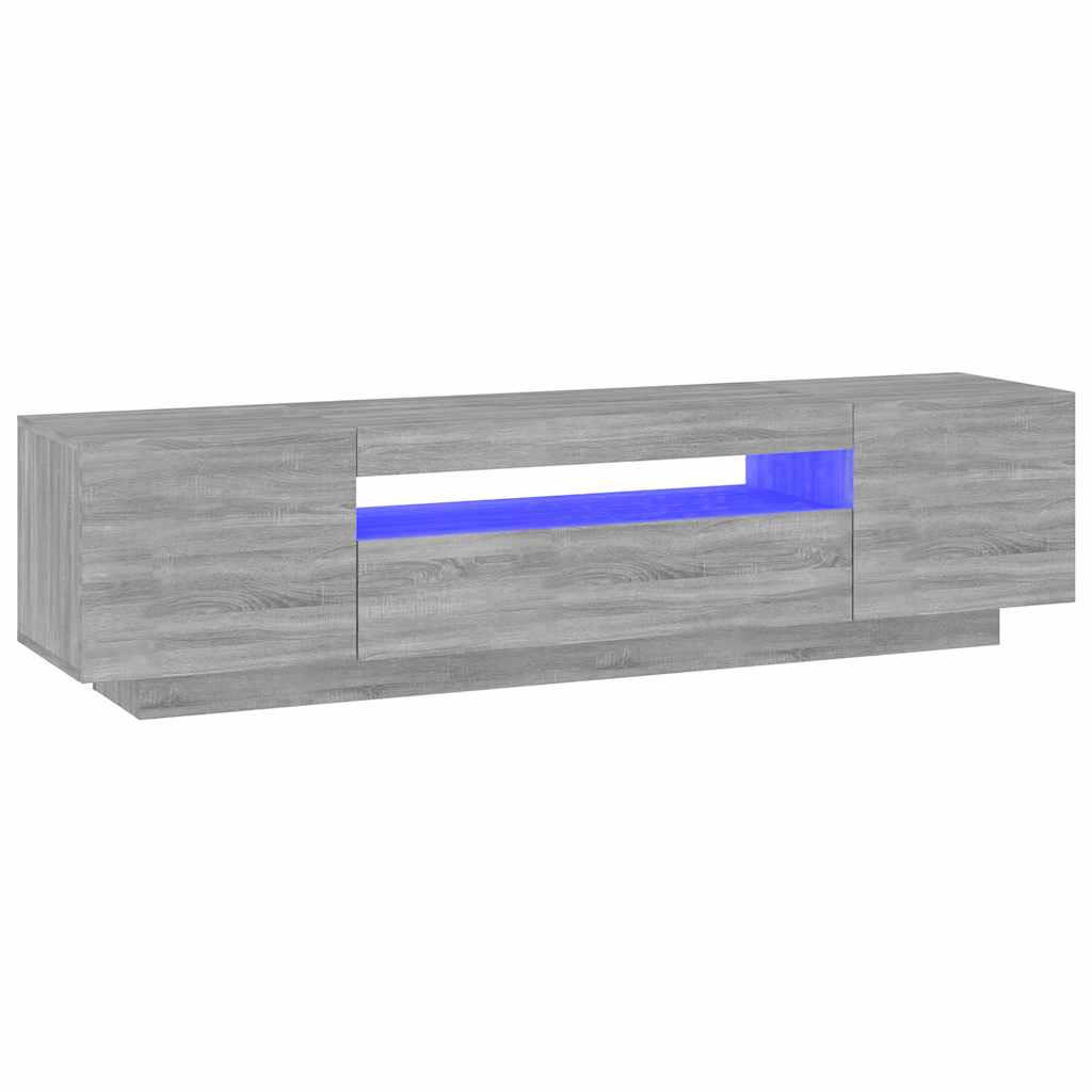 LOWBOARD mit Led-Leuchten 160/35/40 cm aus Holzwerkstoff in Grau Sonoma Dekor - Silbereichenfarben, Holz (160/40/35cm) - vidaXL