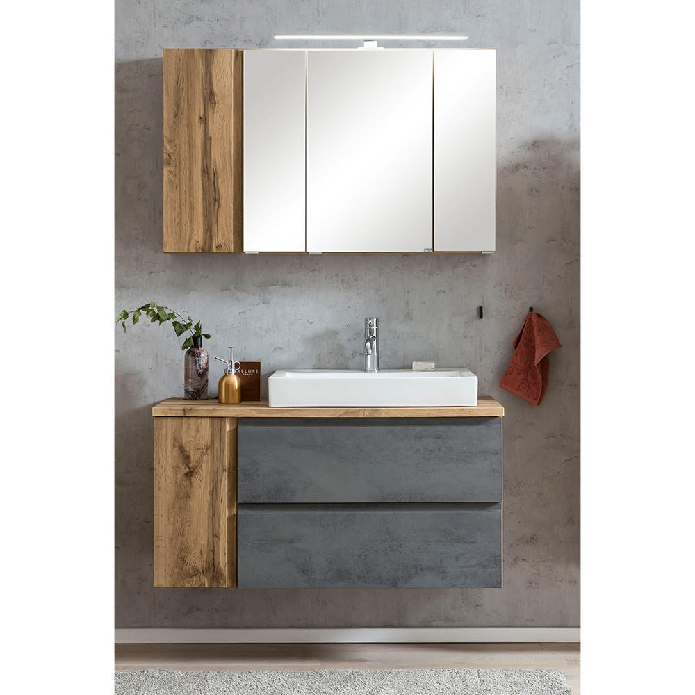 BADMÖBEL-SET Vasto-03 - Grau, Holzwerkstoff (105/200/47cm) - Lomado