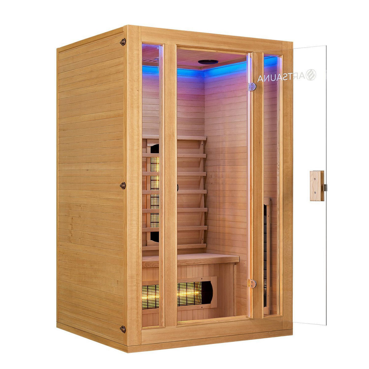 INFRAROTKABINE Nyborg S120V mit Vollspektrum-, Flächenstrahler & Hemlockholz - Naturfarben, Holz (120/190/105cm) - Artsauna