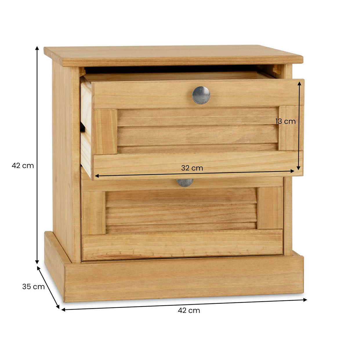 NACHTTISCH VENETA gebeizt/gewachst - Kieferfarben, Holz (42/42/35cm) - IDIMEX