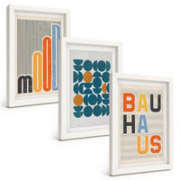 BILDER SET 3er Set - 20x30 cm Weißer Rahmen - Geometrische Muster im Bauhaus-Stil - Weiß, Kunststoff (20/30cm) - TULUP