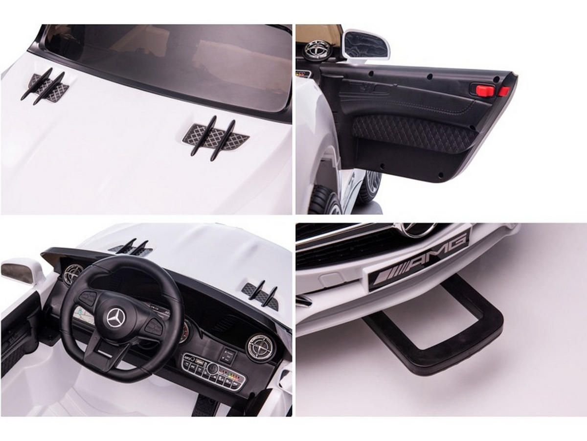 KINDER ELEKTROAUTO Mercedes SL 65 AMG weiß - Weiß, Kunststoff (108/63/46cm) - TPFLiving